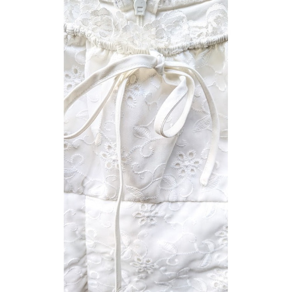 Mini Eyelet Lace Dress S Milkmaid Cottagecore Feminine Coquette Fairy Dainty - Picture 3 of 9